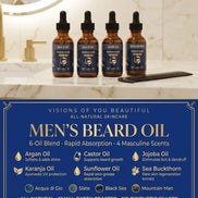 Men's Beard Oil — 6-Oil Blend with Argan, Jojoba & Sea Buckthorn | Choose Your Scent | Visions of You Beautiful