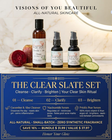 The Clear Slate Set — Niacinamide, Prickly Pear Serum & Aloe Cleanser Bundle | Visions of You Beautiful