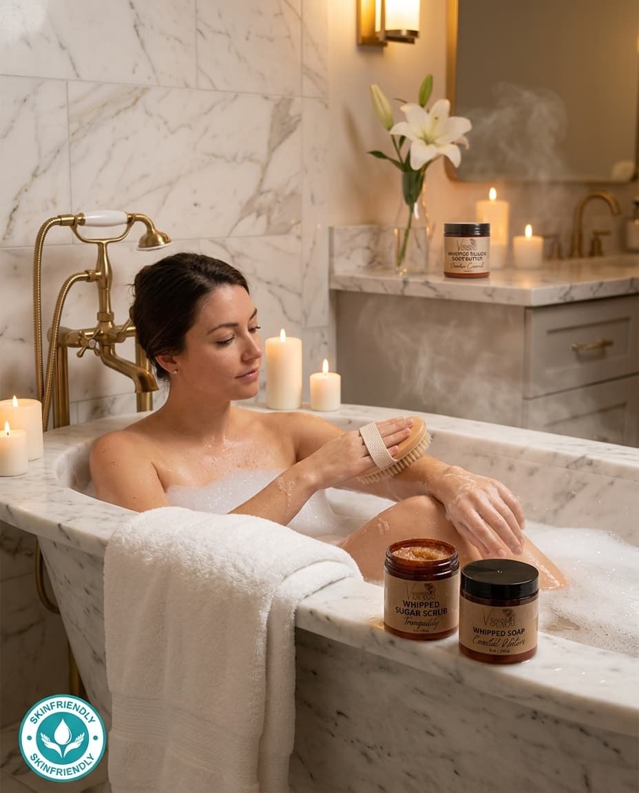 The Farmhouse Whipped Ritual | Whipped Soap 8oz, Whipped Sugar Scrub 8oz, Whipped Tallow Body Butter 8oz + Body Buffer