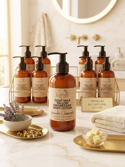 Goat Milk, Tallow & Magnesium Body Lotion 8 OZ — Lavender | All-Natural Lotion for All Ages | Visions of You Beautiful