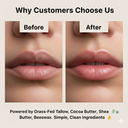 Moisturizing Tallow Lip Balm – Grass-Fed Beef Tallow with Organic Coca butter, Beeswax, Shea Butter - Travel Essential