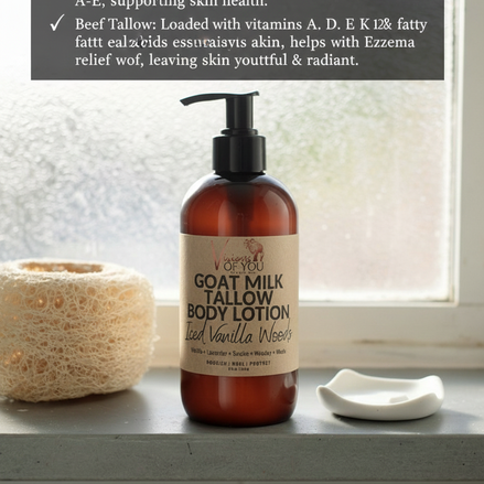 🐐 Farm-to-Skin Goat's Milk & Tallow Nourishing Body Lotion
