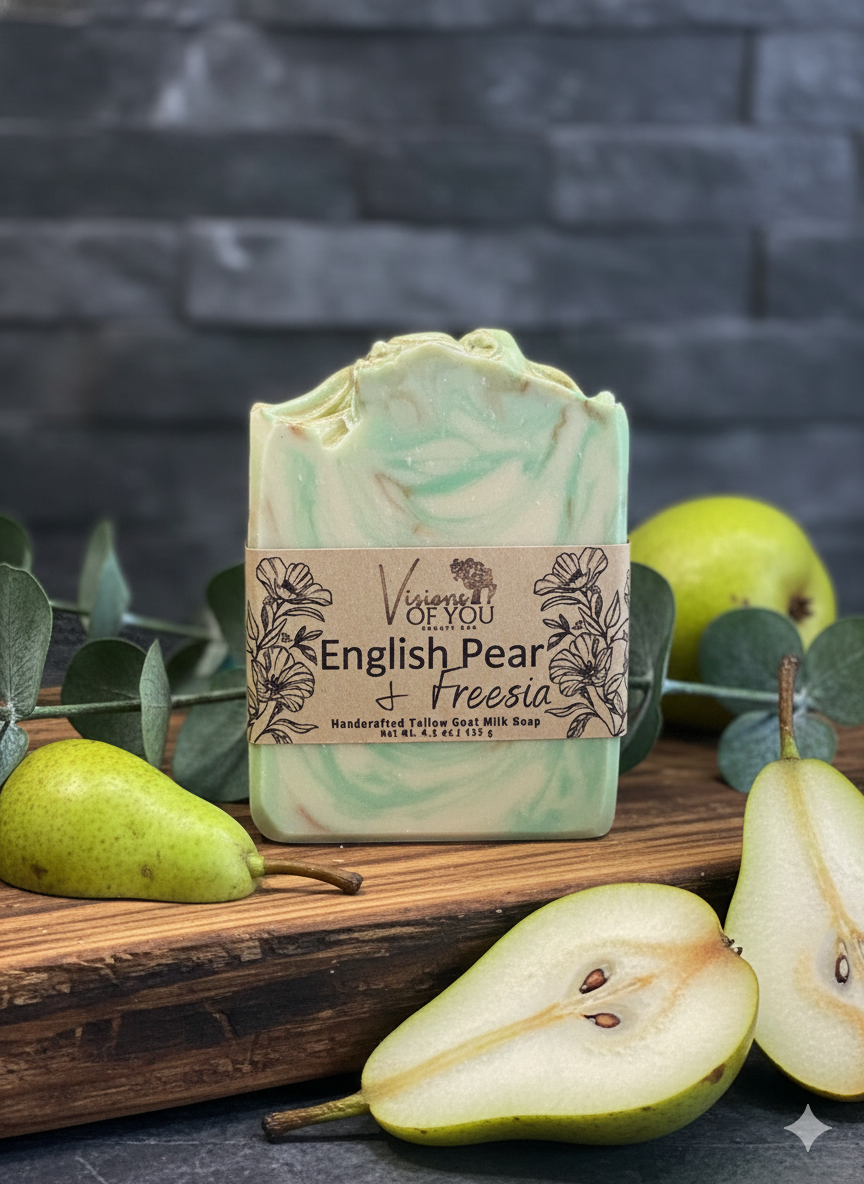 🍐 English Pear & Freesia Artisan handmade bar soap