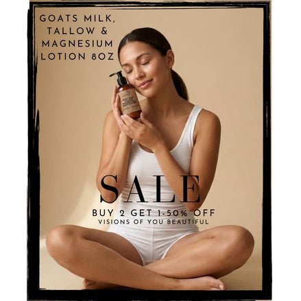 Goats Milk, Tallow & Magnesium Body Lotion 8 OZ — Lavender | All-Natural Lotion for All Ages | Visions of You Beautiful