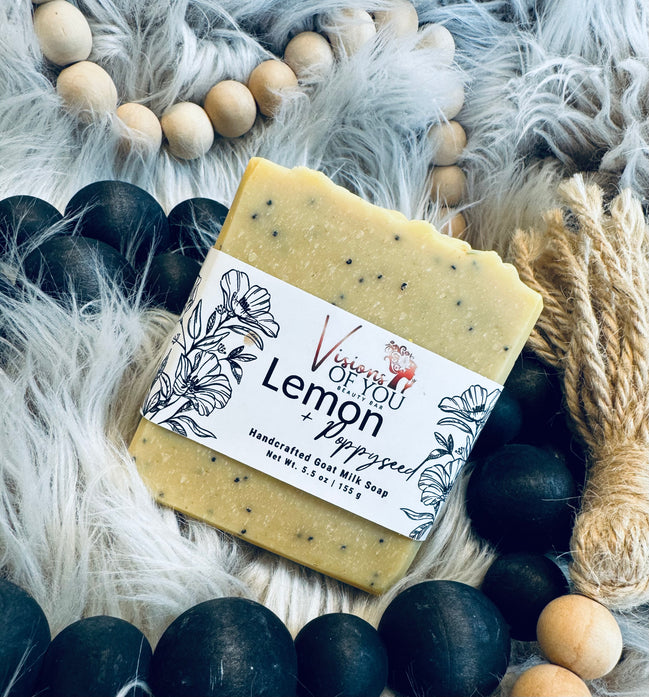 Lemon Poppy Seed Artisan Bar Soap | Essential Oil | Goat Milk