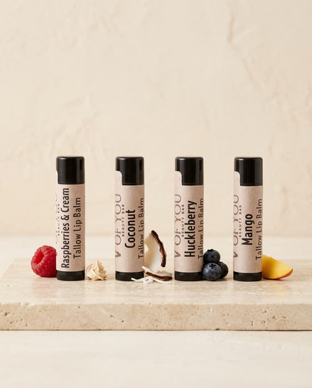 Moisturizing Tallow Lip Balm – Grass-Fed Beef Tallow with Organic Coca butter, Beeswax, Shea Butter - Travel Essential