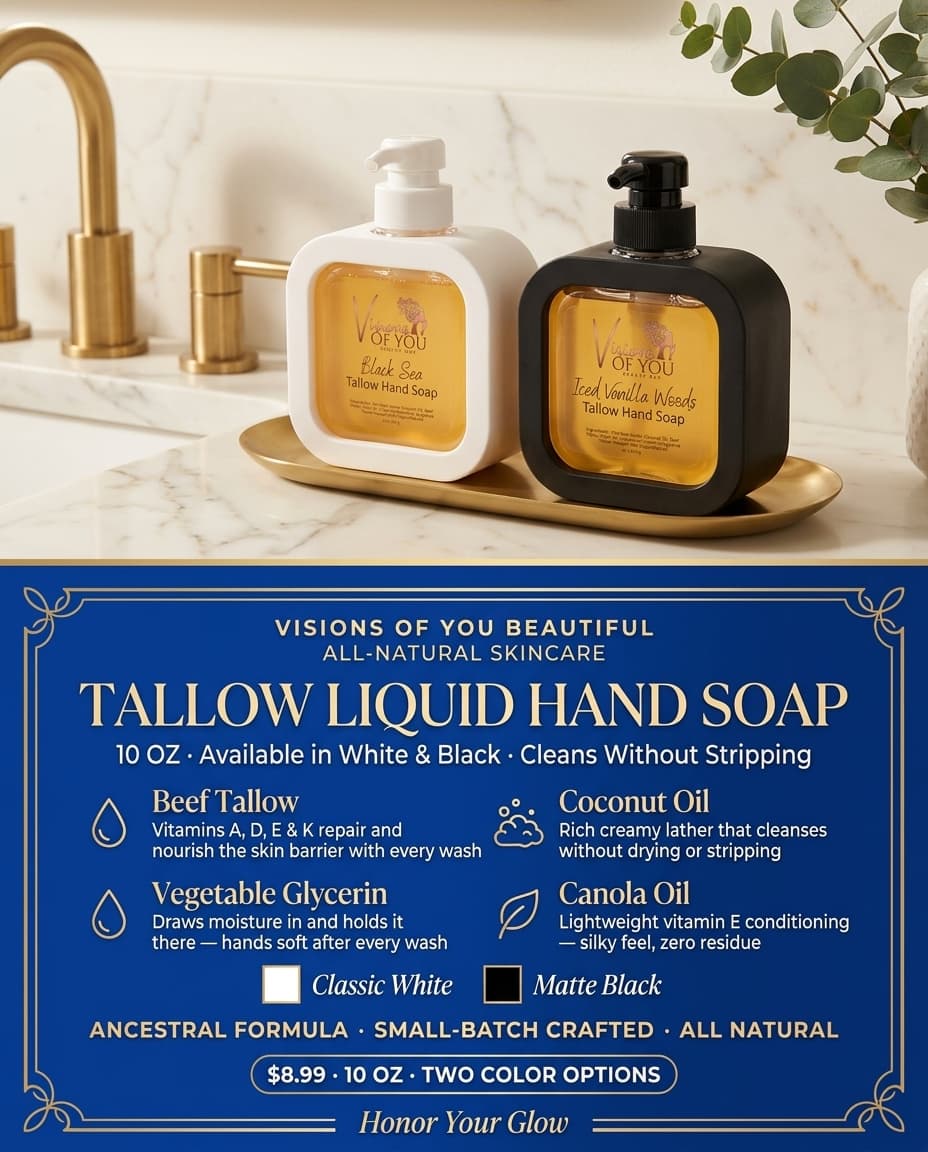 Tallow Liquid Hand Soap 10 OZ — Beef Tallow, Coconut Oil | Nourishing Natural Hand Soap | Visions of You Beautiful
