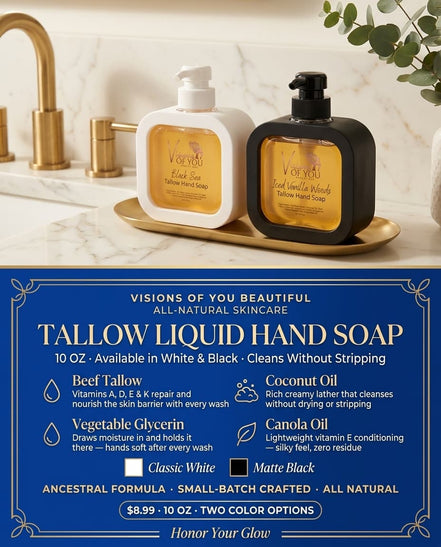 Tallow Liquid Hand Soap 10 OZ — Beef Tallow, Coconut Oil | Nourishing Natural Hand Soap | Visions of You Beautiful