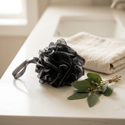 Black Mesh Bath Loofah — Rich-Lather Body Pouf