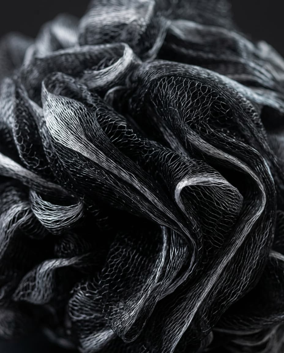 Black Mesh Bath Loofah — Rich-Lather Body Pouf