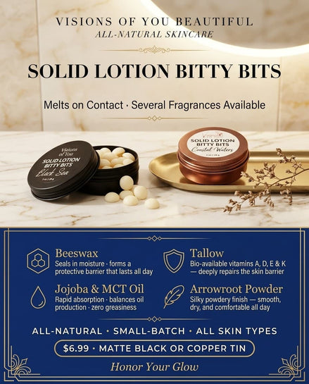 Solid Lotion Bitty Bits — Beeswax & Tallow Solid Lotion Pellets | Several Fragrances | Visions of You Beautiful