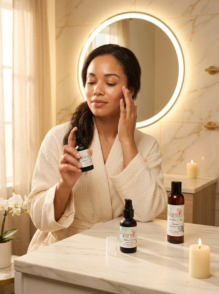 The Evening Savasana Renewal Set — Retinol Serum, Pomegranate Seed Oil & Aloe Cleanser Bundle | Visions of You Beautiful