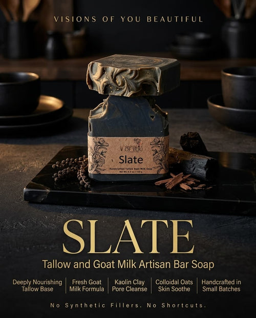 Slate | Goat's Milk & Tallow | Artisan handmade bar soap | Visions of you beautiful