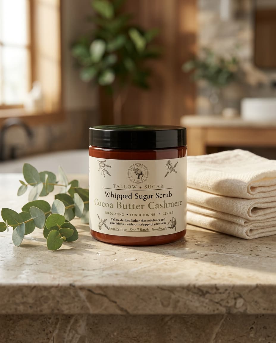 Pure Whipped Sugar Scrub — Exfoliating Body Scrub with Tallow & Apricot