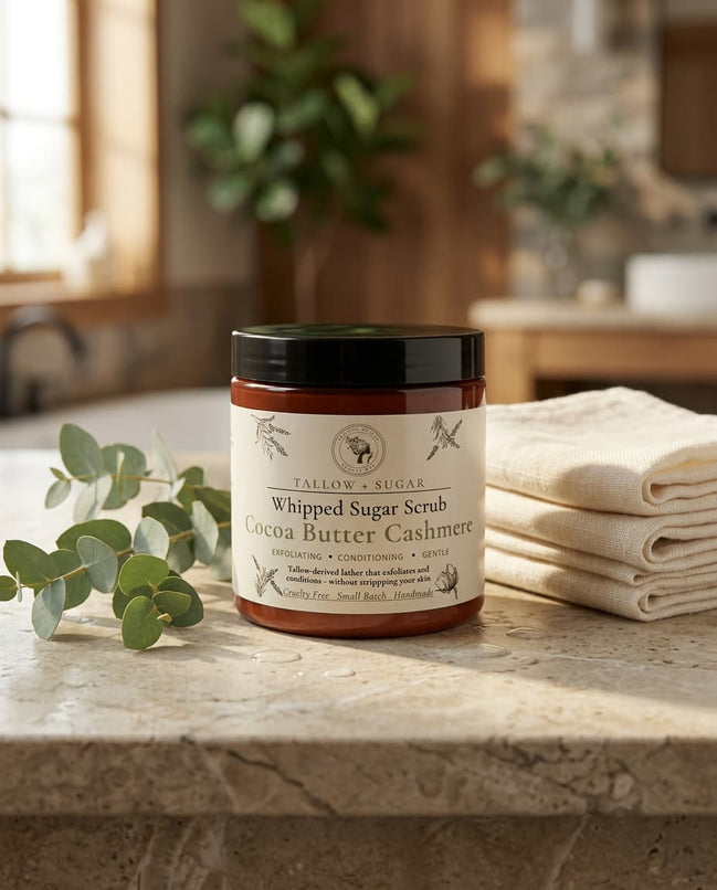 Pure Whipped Sugar Scrub — Exfoliating Body Scrub with Tallow & Apricot