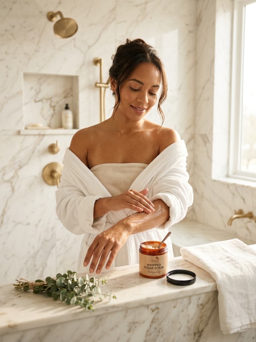 Pure Whipped Sugar Scrub — Exfoliating Body Scrub with Apricot Kernel Oil & Double Humectant | Visions of You Beautiful