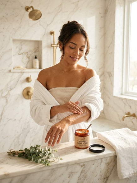Pure Whipped Sugar Scrub — Exfoliating Body Scrub with Apricot Kernel Oil & Double Humectant | Visions of You Beautiful