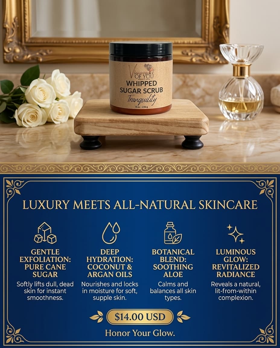 Pure Whipped Sugar Scrub — Exfoliating Body Scrub with Apricot Kernel Oil & Double Humectant | Visions of You Beautiful