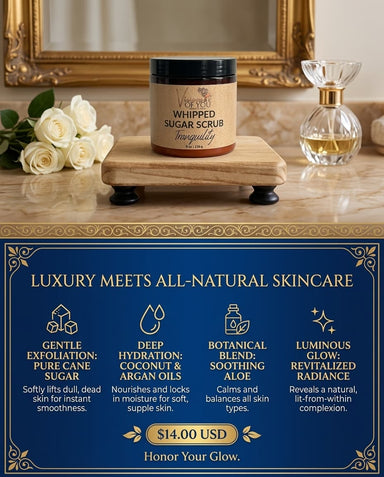 Pure Whipped Sugar Scrub — Exfoliating Body Scrub with Apricot Kernel Oil & Double Humectant | Visions of You Beautiful