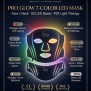 Pro Glow 7-Color LED Face + Neck Mask — PDT Light Therapy for Anti-Aging, Acne & Glow | Visions of You Beautiful