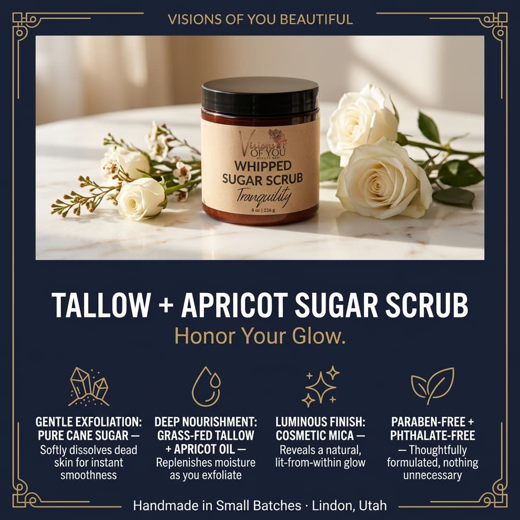 Pure Whipped Sugar Scrub — Exfoliating Body Scrub with Tallow & Apricot