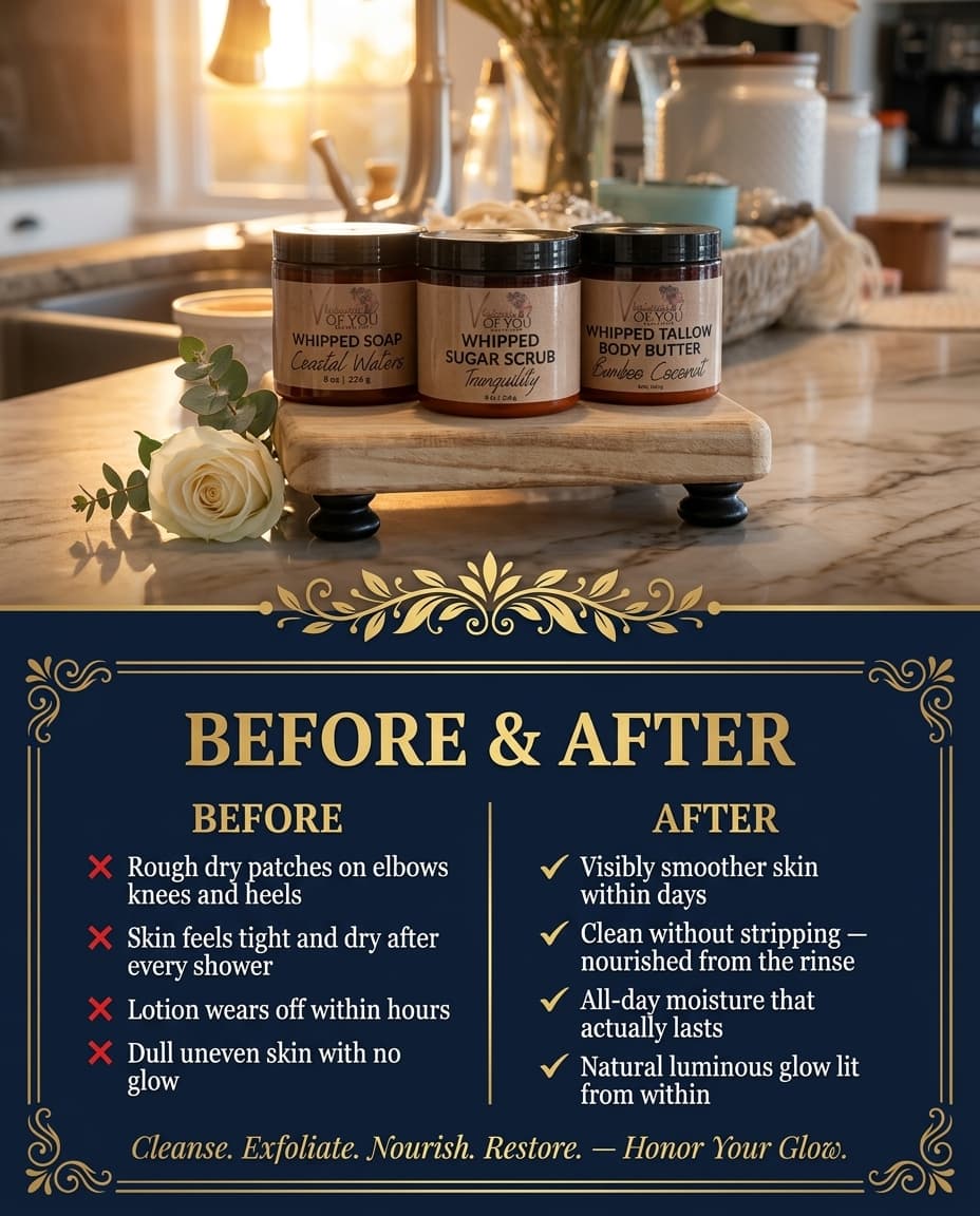 The Farmhouse Whipped Ritual | Whipped Soap 8oz, Whipped Sugar Scrub 8oz, Whipped Tallow Body Butter 8oz + Body Buffer