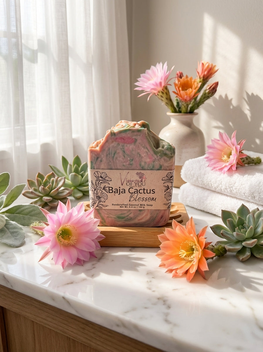Baja Cactus Blossom Natural Soap | Moisturizing Artisan Bar for Dry Skin | Visions of You